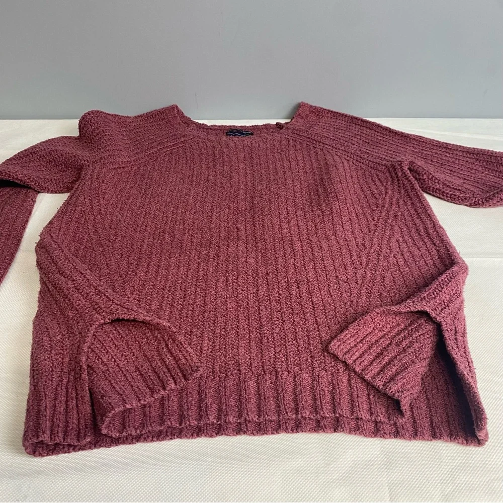 American Eagle Ahh-mazingly Soft Ribbed Crewneck Pullover Sweater XS Mauve